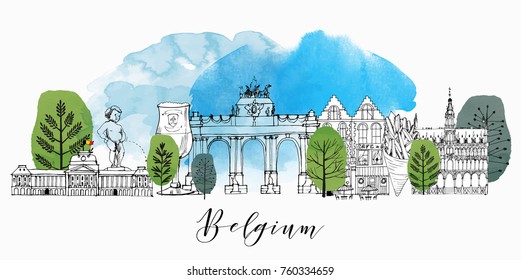 Belgium. Hand drawn vector background