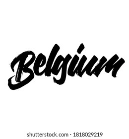 Belgium. handwritten city name. typography design. Hand written type. Simple vector sign. Vector illustration.