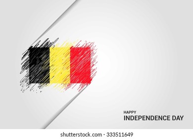 Belgium Happy independence day scribble flag. Hand drawn Country flag on Gray crumbled paper. vintage background wallpaper vector illustration.