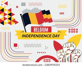 Belgium happy National day celebration banner vector illustration