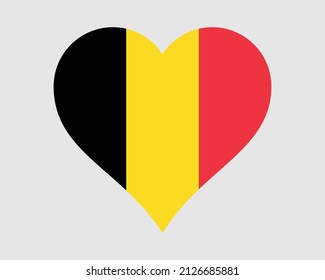 Belgium Heart Flag. Belgian Love Shape Country Nation National Flag. Kingdom of Belgium Banner Icon Sign Symbol. EPS Vector Illustration.