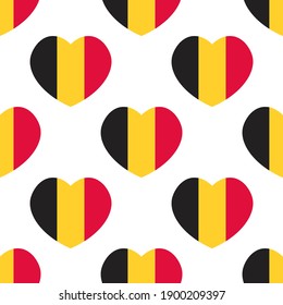 Belgium heart-shaped flags vector seamless pattern background for independence day and other national holidays.
