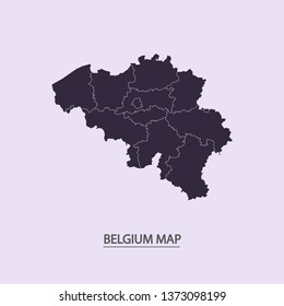 Belgium - High detailed map violet outline map with caption on violet background.Abstract design vector illustration eps 10.
