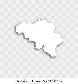 Belgium high detailed vector representation of country silhouette. White color on transparent background with dropped shadow. For educational, decorative, or informational use.