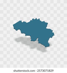 Belgium high detailed vector representation of country silhouette. 3D map on transparent background with dropped shadow. For educational, decorative, or informational use.