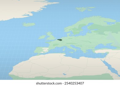 Belgium highlighted on a detailed map, geographic location of Belgium. Vector Map.