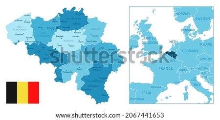 Belgium - highly detailed blue map. Vector illustration