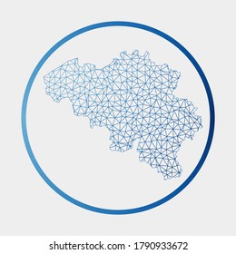 Belgium icon. Network map of the country. Round Belgium sign with gradient ring. Technology, internet, network, telecommunication concept. Vector illustration.