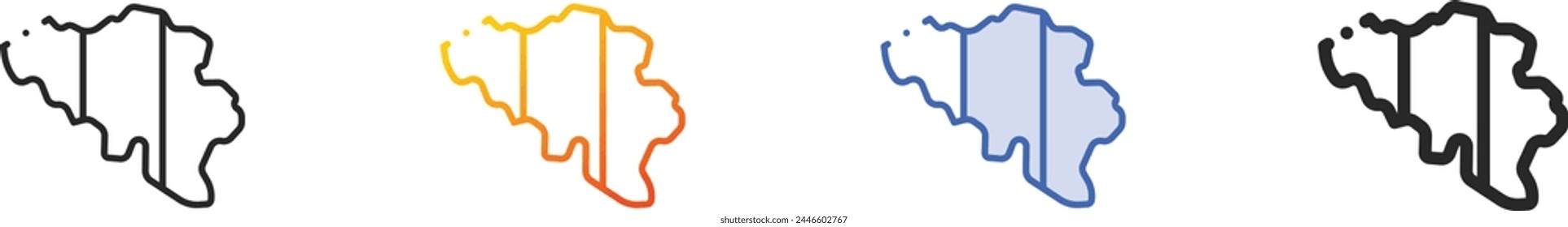 Belgien Icon.Thin Linear, Gradient, Blue Stroke und fett Stil Design isoliert auf weißem Hintergrund