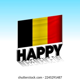 Belgium independence day. Simple Belgium flag and billboard in the sky. 3d lettering template. Ready special day design message.