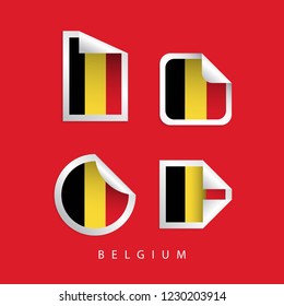 Belgium Label Flags Vector Template Design Illustration