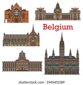 Lugares de interés de Bélgica, edificios de iglesias y catedrales de arquitectura de Bruselas. Ayuntamiento de Bruselas, Palacio de Justicia de Justitiepaleis, Iglesia de San Jacques en Coudenberg y Iglesia de las Benditas Damas de Sablon