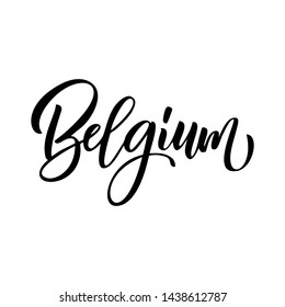 Belgium. Lettering. Vector illustration. Perfect design for greeting cards, posters, T-shirts, banners print invitations