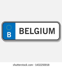 belgium license plate. car automobile European Union sign.
