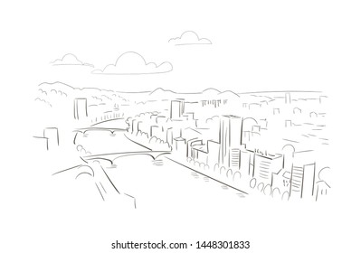 Belgium Liege Europe vector sketch city illustration line art