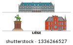 Belgium, Liege flat landmarks vector illustration. Belgium, Liege line city with famous travel sights, skyline, design. 