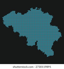 Belgien Hellblau gepunktete Karte auf Schwarz für Cybersecurity-Rechenzentren
