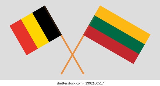 Belgium and Lithuania. The  Belgian and Lithuanian flags. Official colors. Correct proportion. Vector illustration