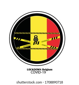 Belgium lockdown preventing coronavirus spread or outbreak, Lockdown Creativity Design Vector, Lockdown Coronavirus Creativity design Vector,Covid 19 Lockdown,