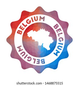 Belgium low poly logo. Colorful gradient travel logo of the country in geometric style. Multicolored polygonal Belgium rounded sign with map for your infographics.