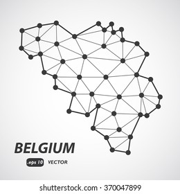 Belgium low poly map. Connection concept