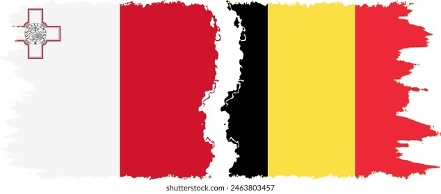 Belgien und Malta Grunge Flaggen Verbindung, Vektorgrafik