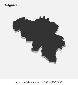Mapa belga de silueta 3d. Ilustración vectorial.
