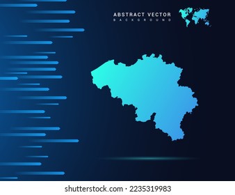 Belgium map with abstract blue background technology.