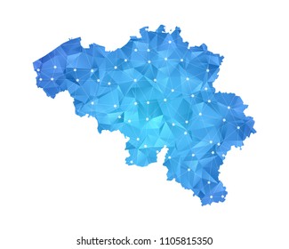 Belgium Map - Abstract geometric rumpled triangular low poly style gradient graphic on white background , line dots polygonal design for your . Vector illustration eps 10.