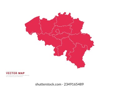 Belgien Karte - abstraktes Rot einzeln auf weißem Hintergrund für Infografik, Design-Vektorgrafik.