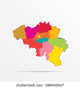 Belgium map, administrative division, separate individual states, color map isolated on white background vector