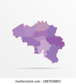 Belgium map, administrative division, separate individual states, color map isolated on white background vector
