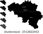BELGIUM MAP with its administrative divisions and regions