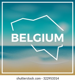 Belgium map against the backdrop of beach and tropical sea with bright sun. EPS10 vector