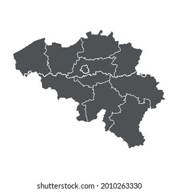 Belgium map of black contour curves of vector illustration