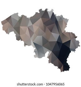 belgium map - Black, grey, geometric rumpled low poly style gradient graphic background, polygonal design for your. Vector illustration eps 10. 