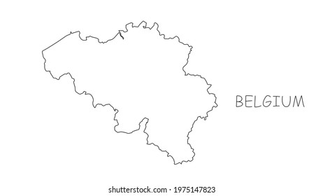 Belgium map black line on white background. Vector illustration.