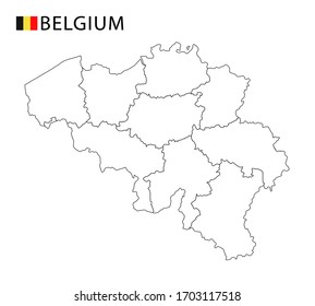 Belgium map, black and white detailed outline regions of the country. Vector illustration