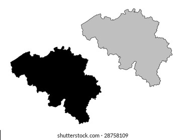 Belgium map. Black and white. Mercator projection.