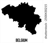 Belgium Map - black World Map International vector template with High detailed isolated on white background - Vector