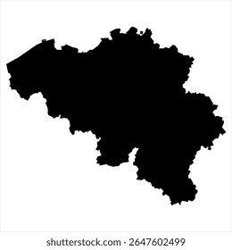 Belgium Map - black World Map International vector template with High detailed isolated on white background - Vector