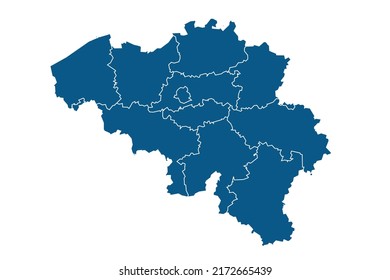 Belgium Map blue Color on White Backgound