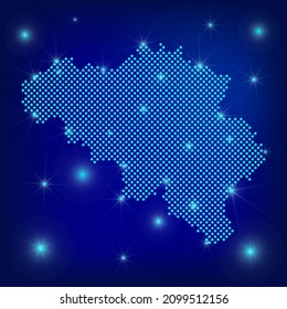 Belgium map in blue. Dotted map. Dots  Belgium map with spotlights on dark blue background.  Global social network.  Blue futuristic background with map of Kingdom of Belgium. EPS10