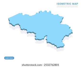 Bélgica mapa azul sobre fundo branco com vetor isométrico.