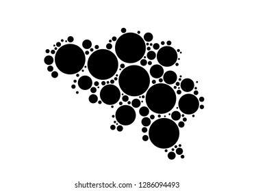 belgium map with Circle and Dots design. Abstract map made of circles. vector illustration on white background.