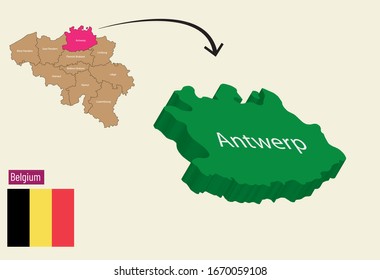 Belgium map cities vector. Antwerp