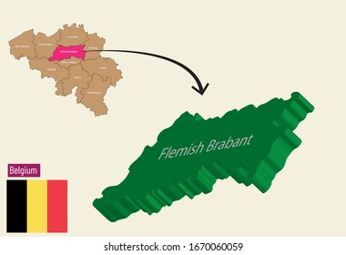 Belgium map cities vector. Flemish Brabant