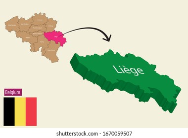 Belgium map cities vector. Liege
