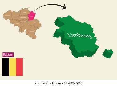 Belgien kartiert die Vektorillustration der Städte. Limburg