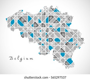 Belgium Map crystal diamond style artwork illustration